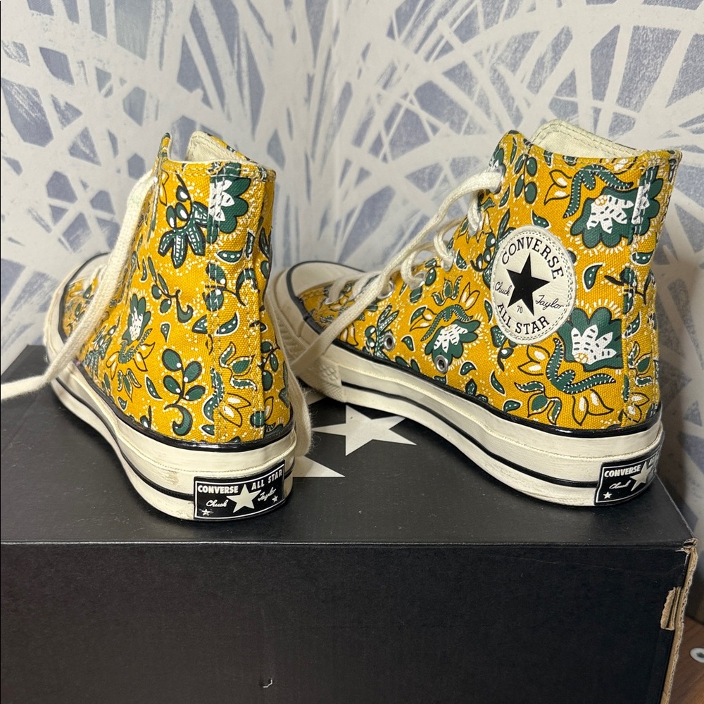 Converse Yellow and Green Patterned High-Tops - Picture 5 of 8